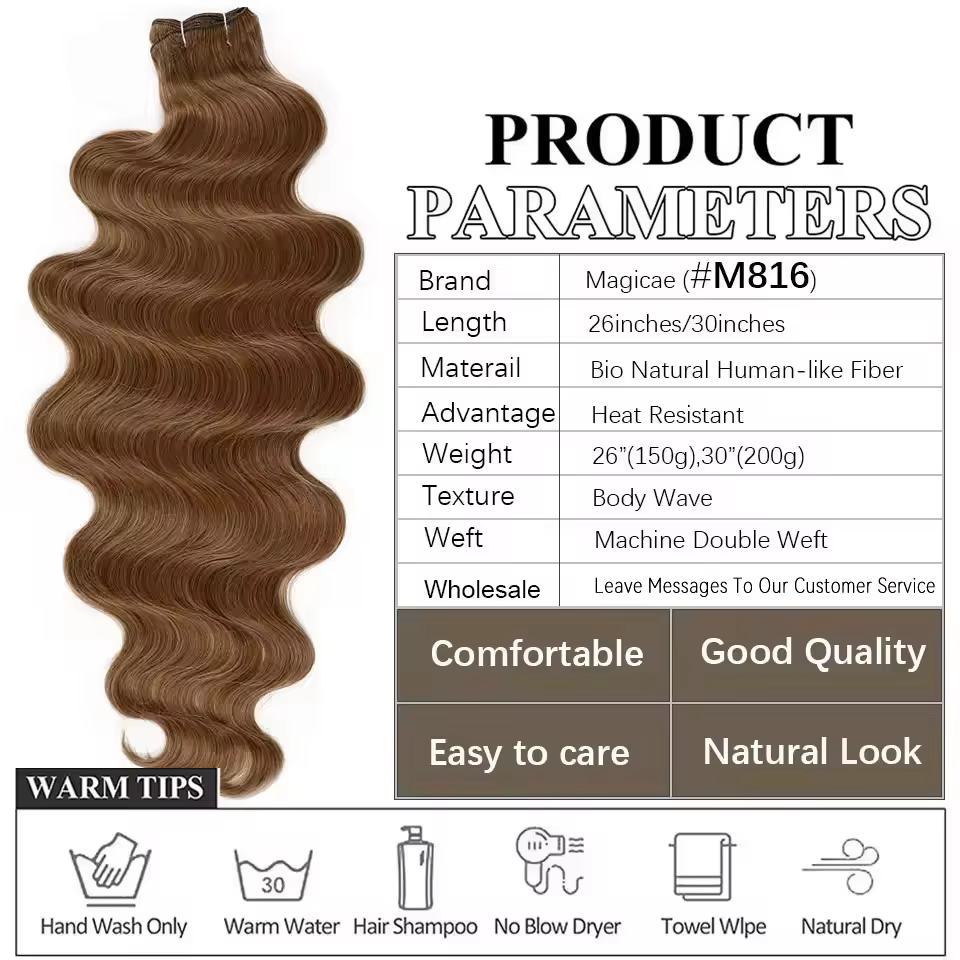 Magicae 30 pouces 200g/pièce Extension de cheveux synthétiques haute température ondulés gris