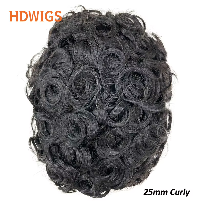 Prothèse capillaire homme bouclée 20 mm
