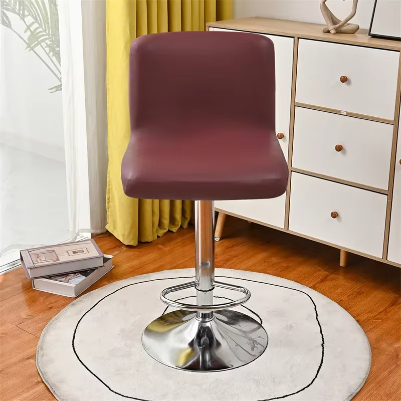 Juste de chaise de tabouret de bar en cuir PU imperméable élastique, housse de chaise de bureau à dossier court, housse de chaise de salle à manger commandée pour la fête, 1PC