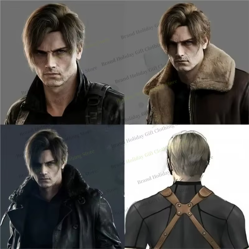 Perruque de cosplay Re9 REQ Leon 2026 pour homme