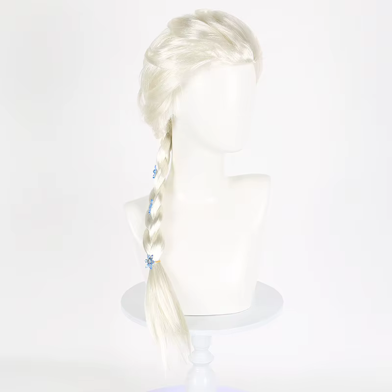 Ensemble de perruques tressées de 70cm de long avec couronne et baguette magique