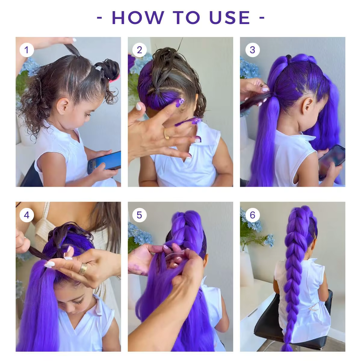 Extensions capillaires synthétiques tressées violettes