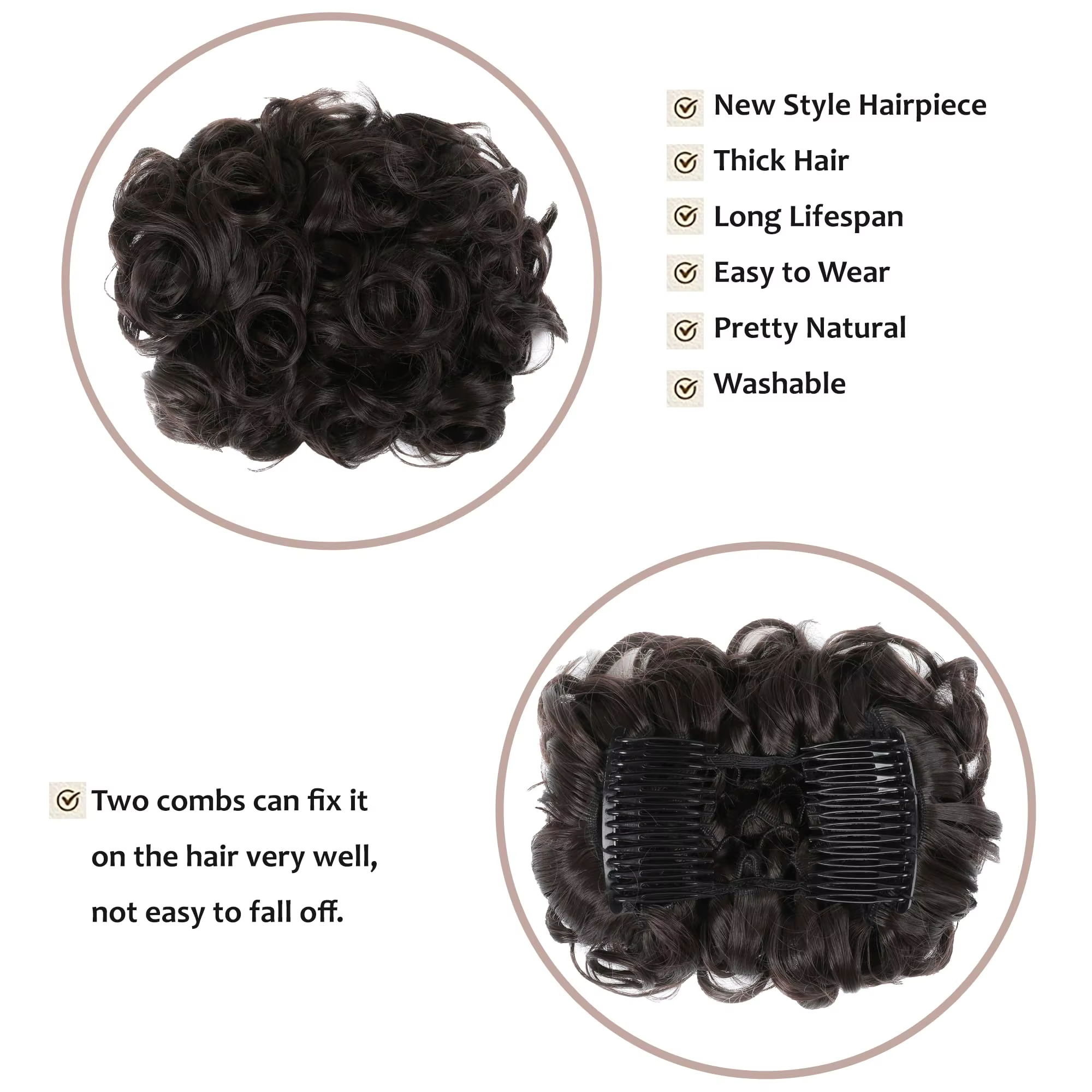 Chignon synthétique court bouclé désordonné