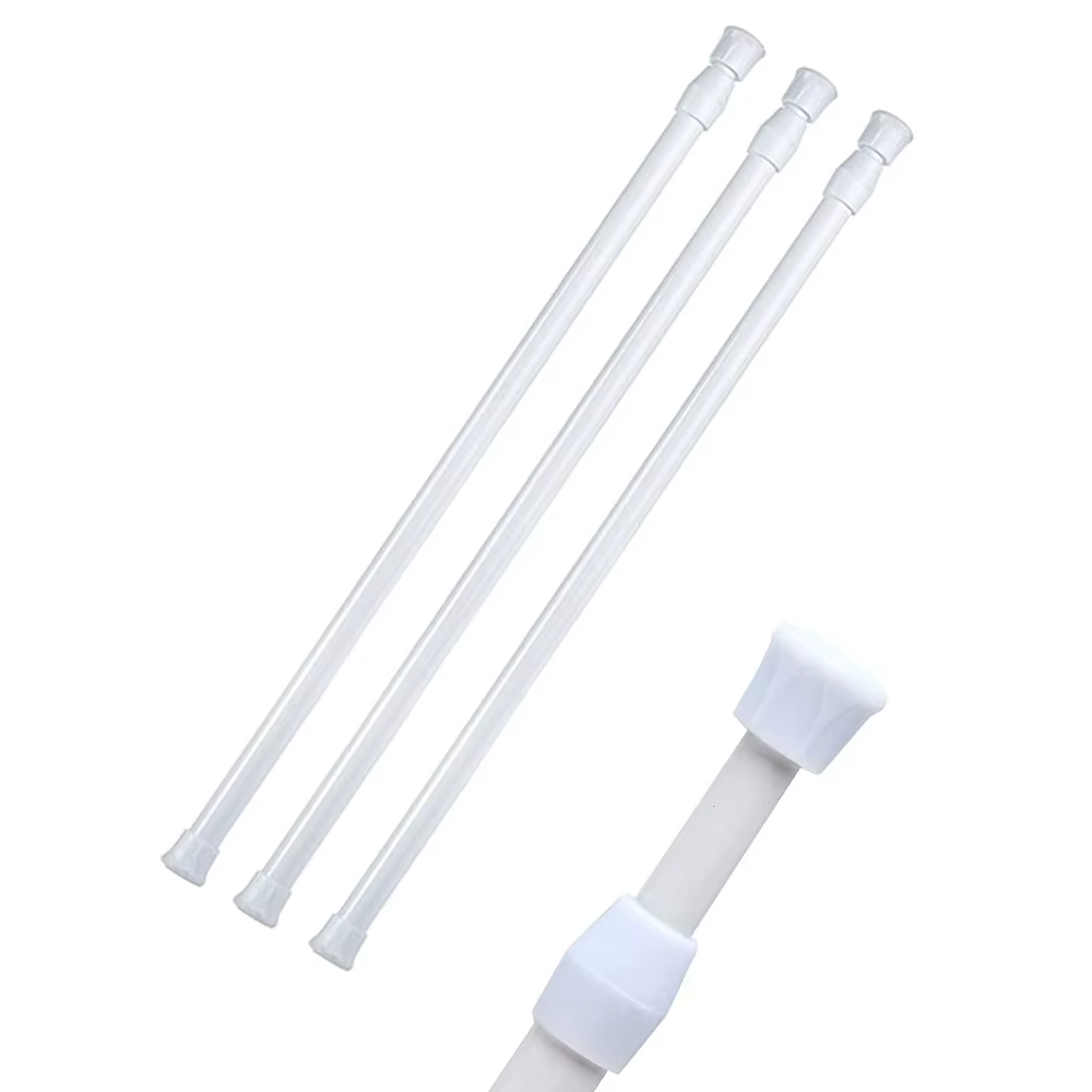 Lot de 3 tringles à rideaux réglables à tension par ressort, extensibles, pour l'organisation de la maison, des fenêtres, des placards et des armoires