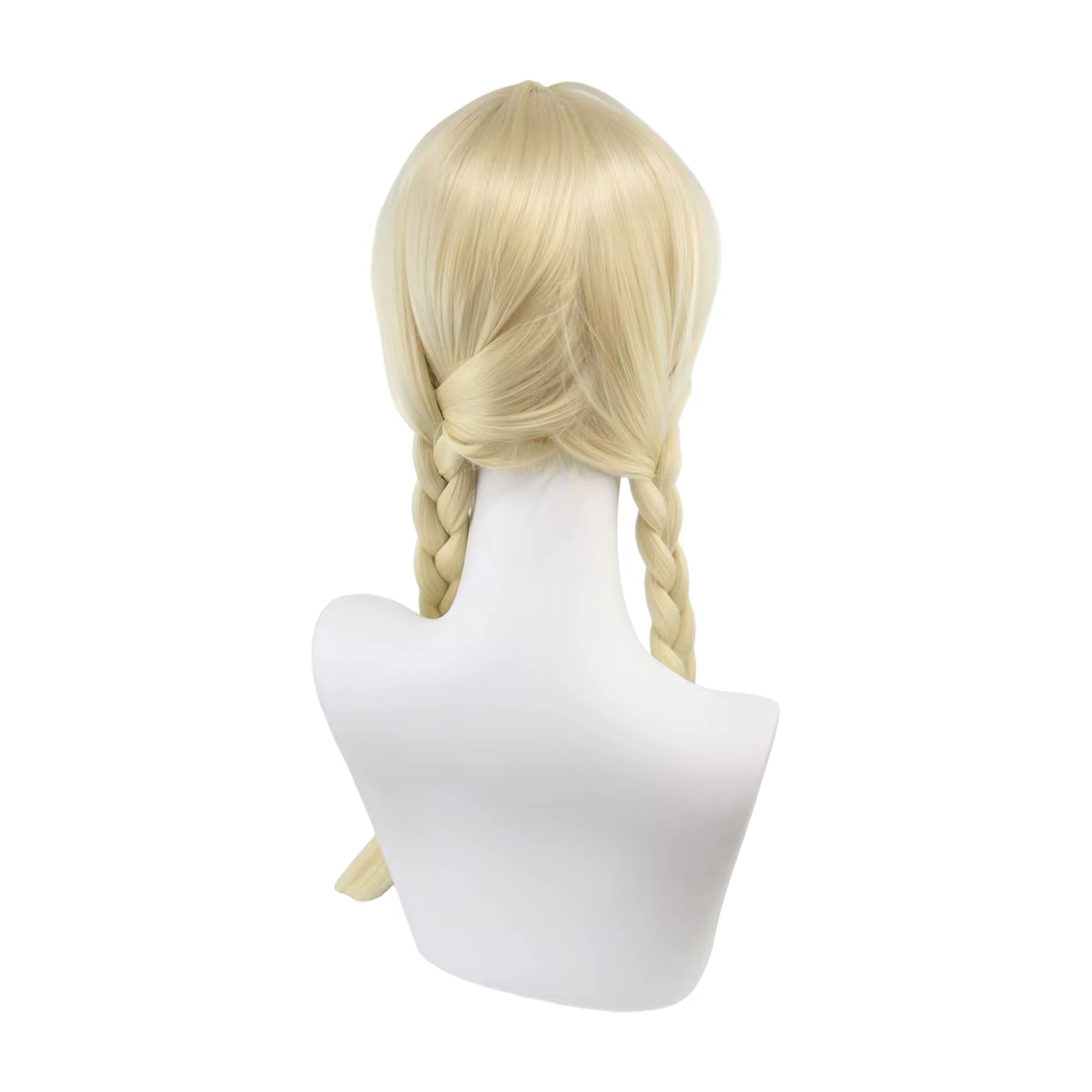 Perruque blonde à double tresse avec frange