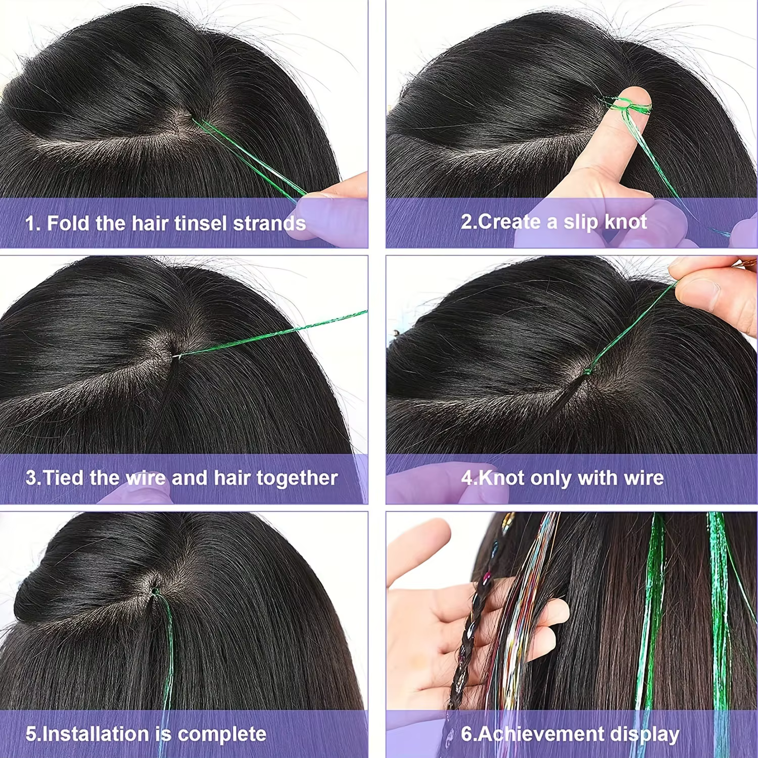 Extensions de cheveux en guirlandes scintillantes pour femmes et filles