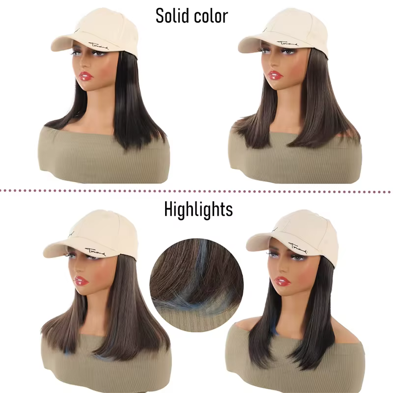 Casquette de baseball Allaosify pour femme avec cheveux synthétiques de 12 pouces