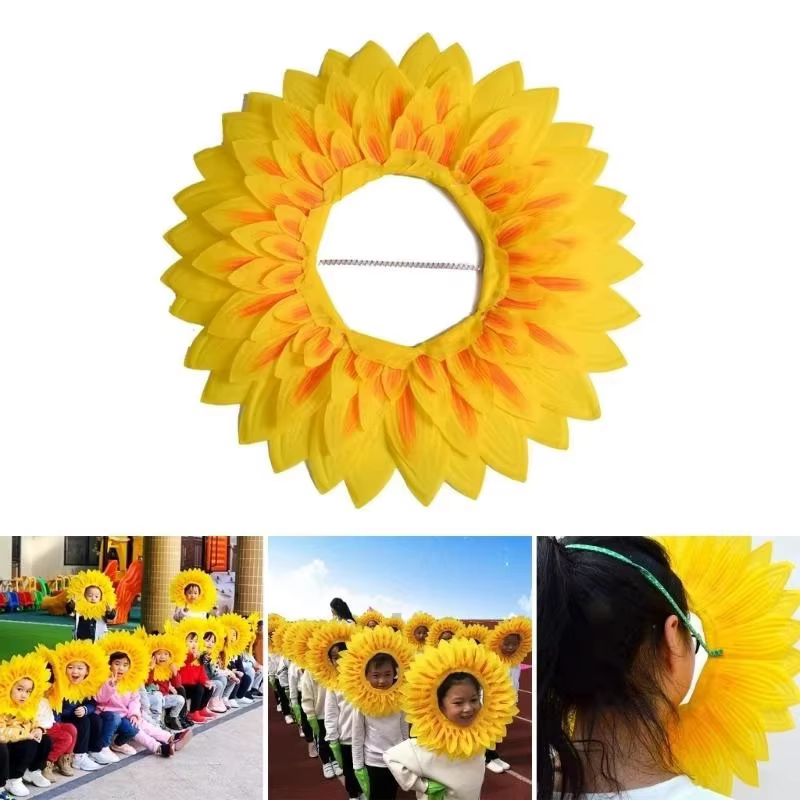 Couvre-chef tournesol, accessoires de spectacle sur scène amusants pour jeux de Festival de danse, Costumes de Cosplay pour enfants et adolescents