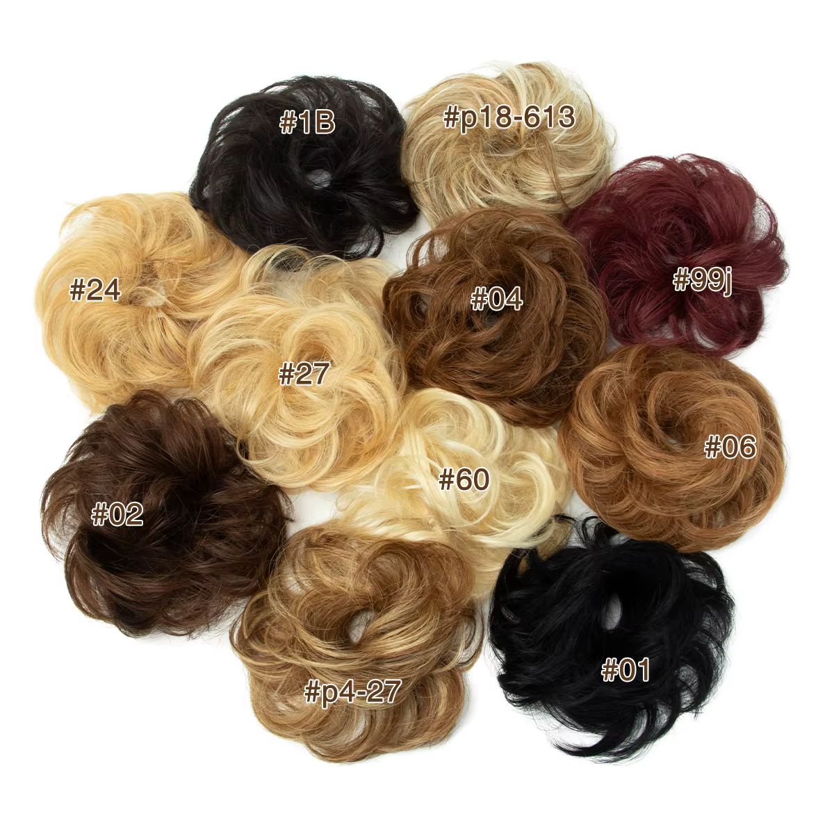 Nouveauté bouclés naturel cheveux humains Chignon