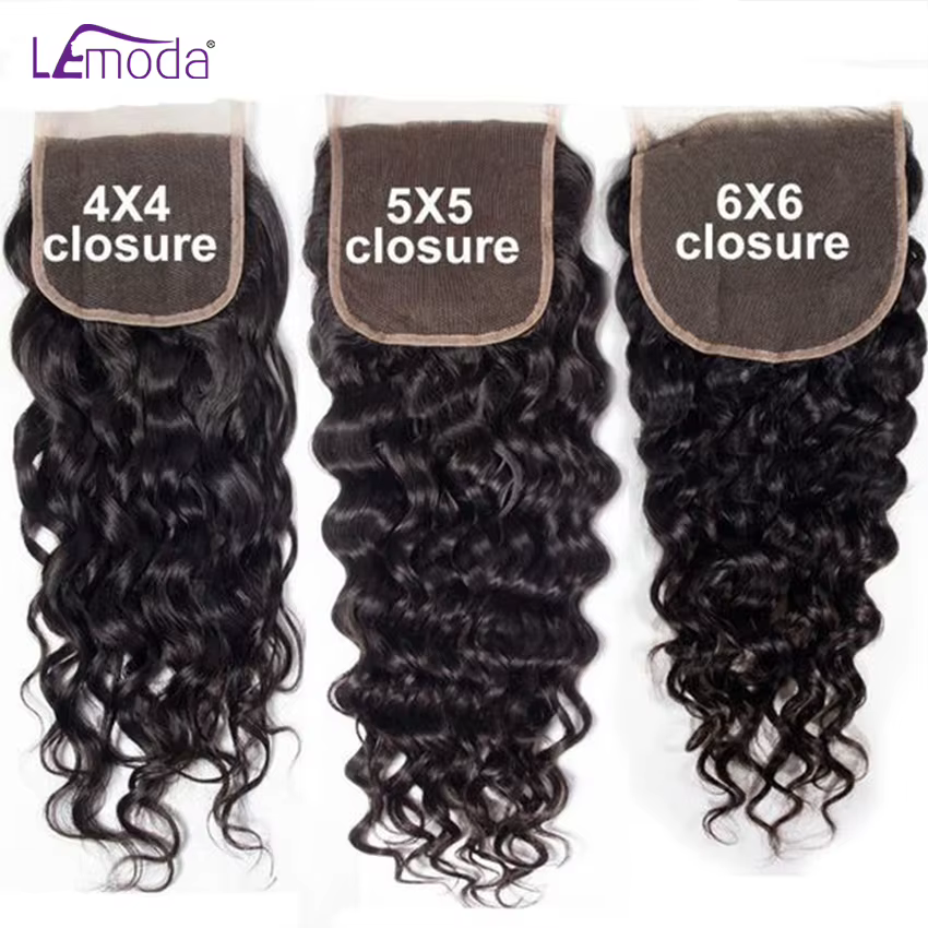 Bundles de cheveux brésiliens Deep Wave, dentelle transparente HD, extensions de cheveux humains, fermeture à franges, 13x6, 13x4, 6x6, 5x5