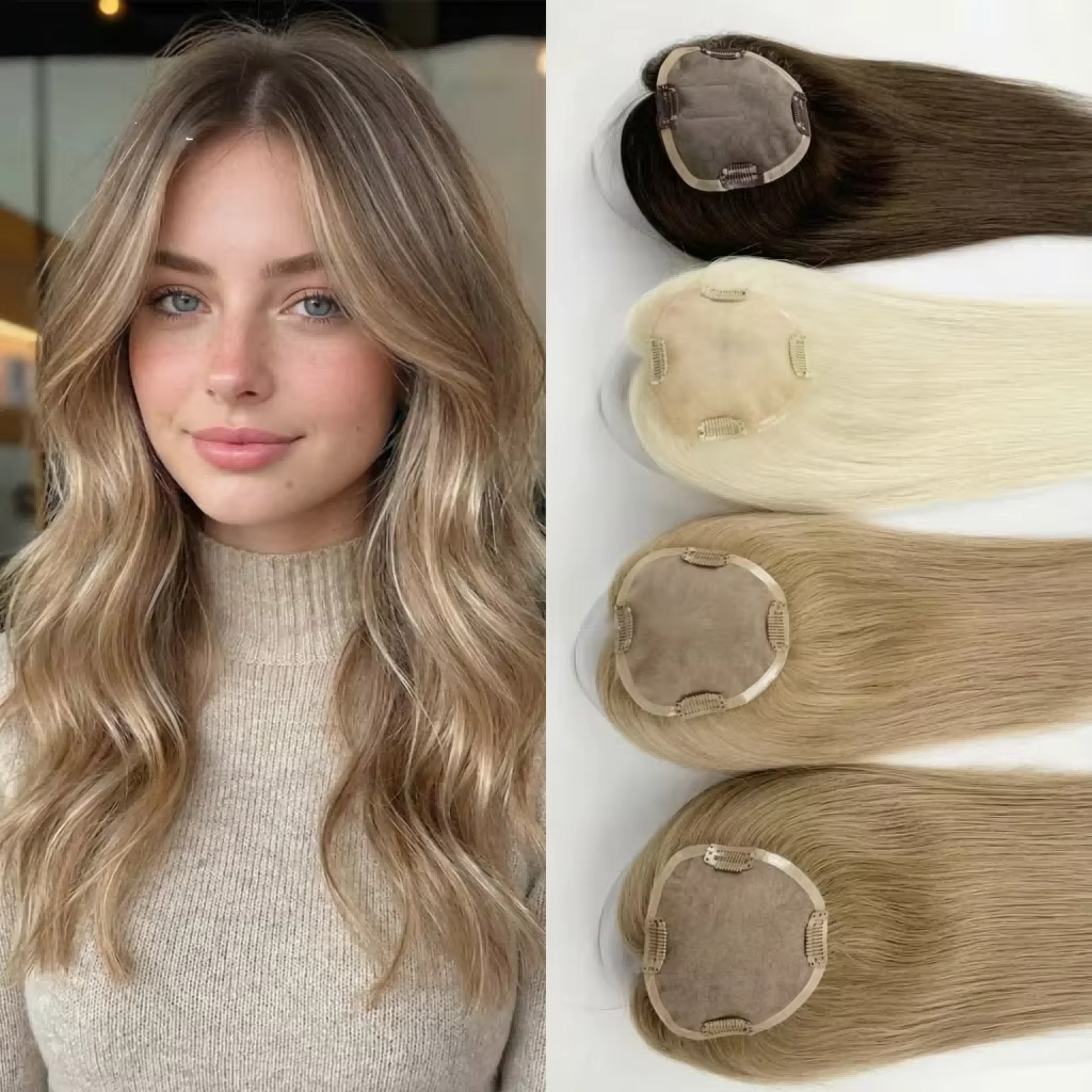 Topper de cheveux vierges Remy | Mono tissé à la main | Haute densité | Pas de perte de poils | Large gamme de couleurs