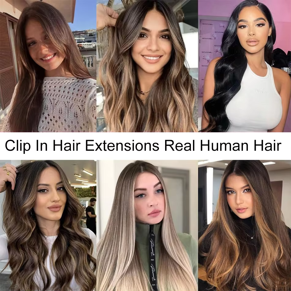 Extensions de cheveux lisses à clips