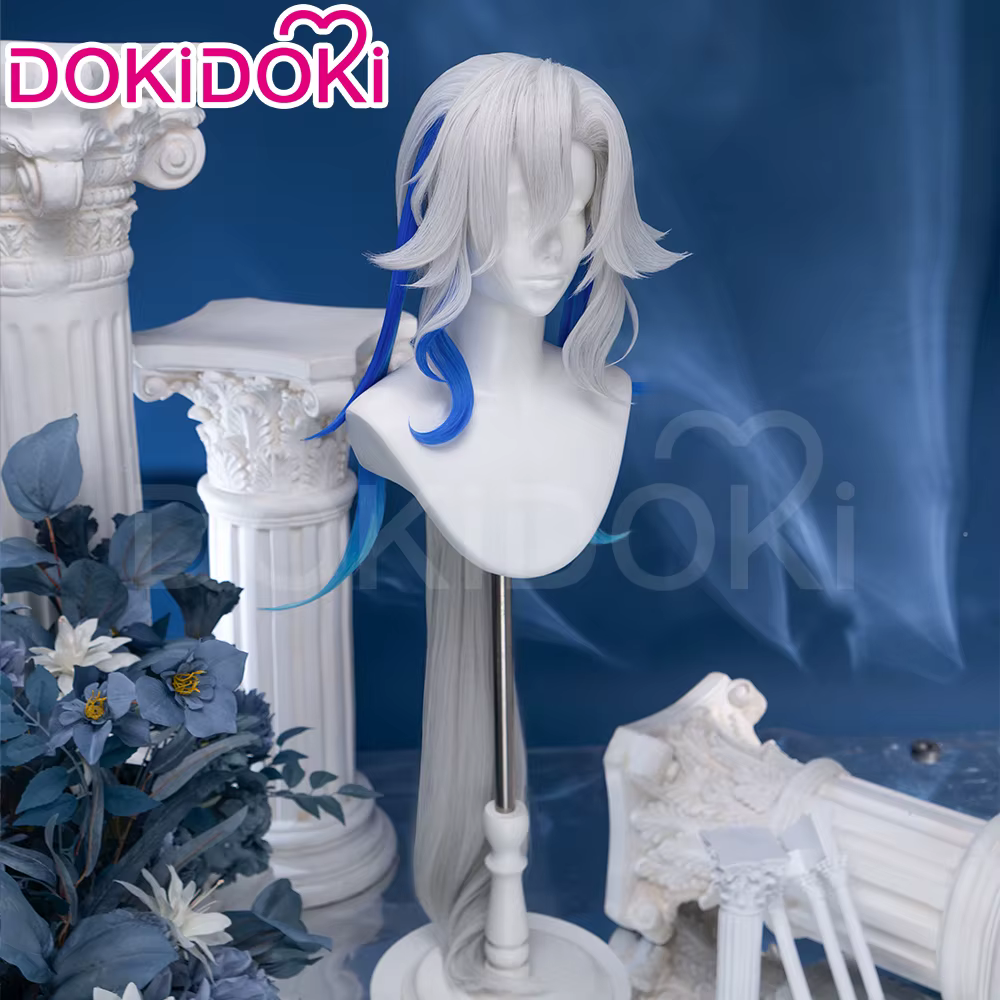 EN STOCK Perruque Neuvillette Cosplay Jeu Genshin Impact DokiDoki Hommes Cheveux Longs Nouvelle Skin