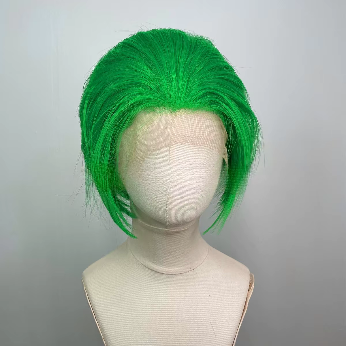 Perruque Bob Lace Front Wig synthétique courte vert clair
