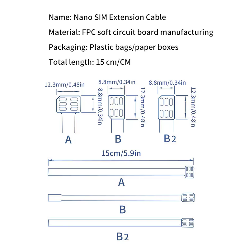 Convertisseur de carte Sim, câble d'extension FPC vers Character4FF Micro 3Standard FF 2FF, adaptateur de carte Usim, ligne de conversion