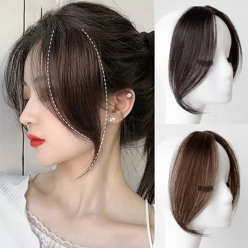 Extensions de cheveux synthétiques à frange centrale