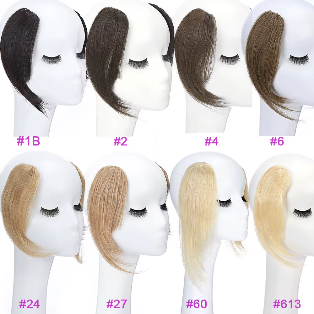 Extensions de Cheveux 100% Naturels avec Frange Latérale Ondulée
