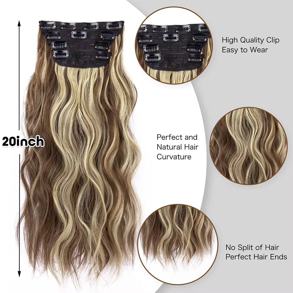 Extensions de cheveux synthétiques à clips