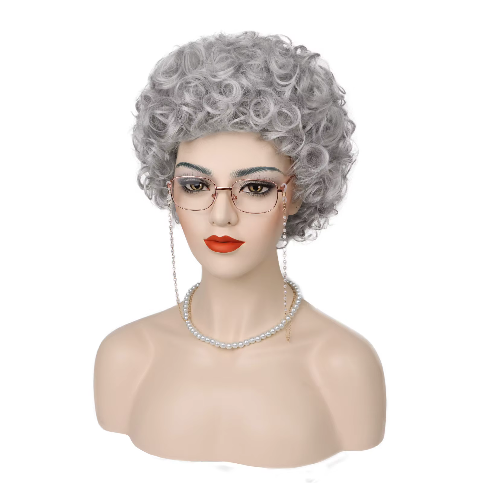 JOPearl-Perruque Cosplay Synthétique Grise pour Femme