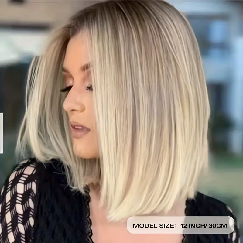 Perruque synthétique avec dégradé de couleur brun-or