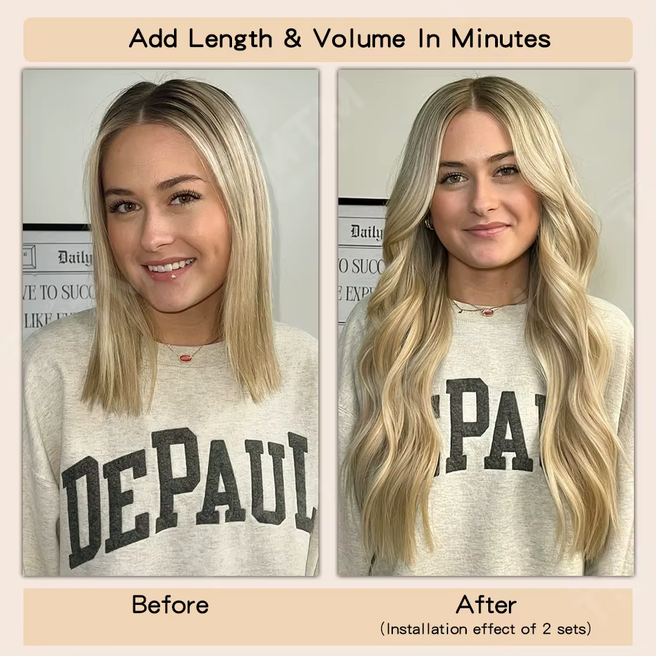 Extensions de cheveux invisibles en PU 100% brésiliennes