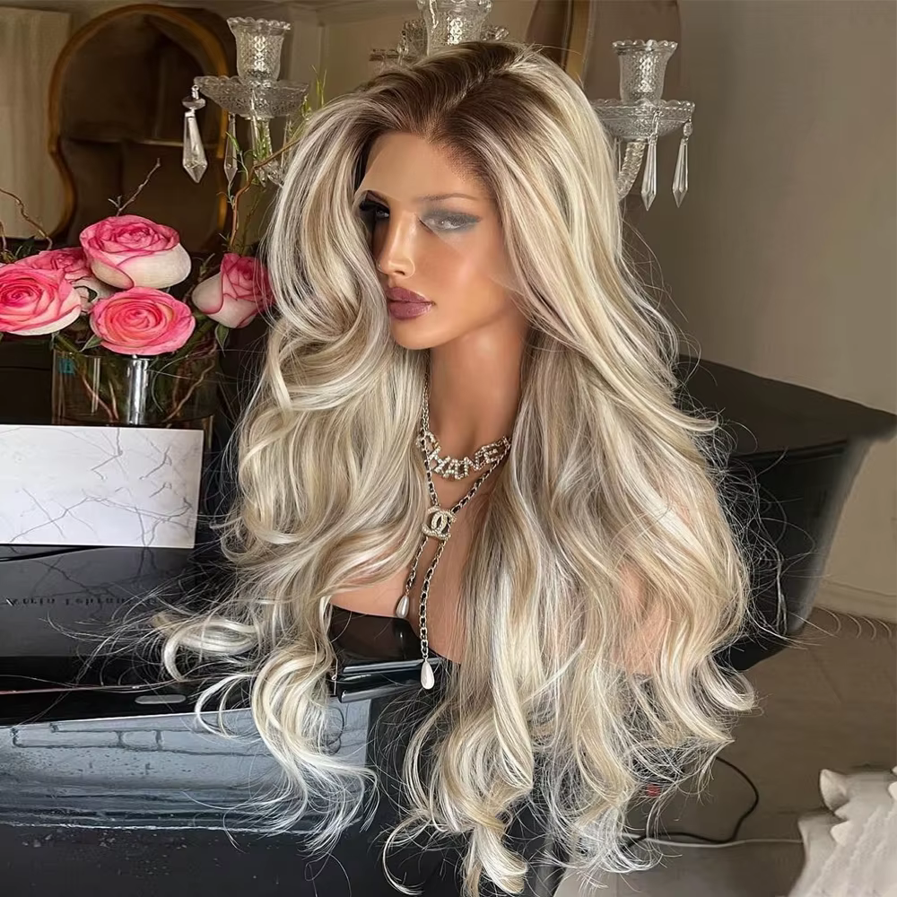 Perruque Lace Front Wig synthétique ondulée de luxe pour femmes