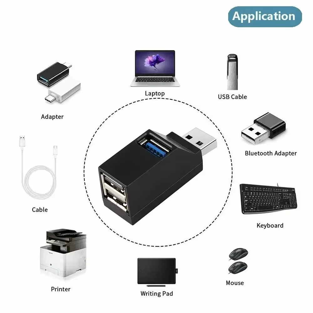Hubs USB multi-ports USB 3.0 2.0, extension de voiture, séparateur pour ordinateur portable, bureau, lecture multifonction, adaptateur de chargement de disque USB