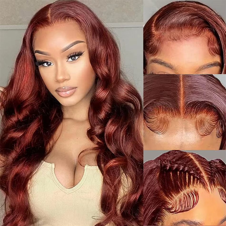 Perruque Brésilienne Naturelle Cheveux Humains Brun Rougeâtre