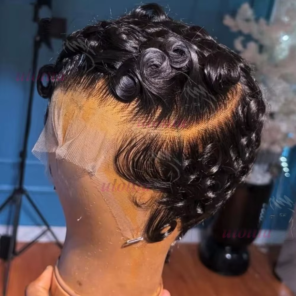 Chioma bouclés coupe lutin perruque 13X4 HD pleine frontale