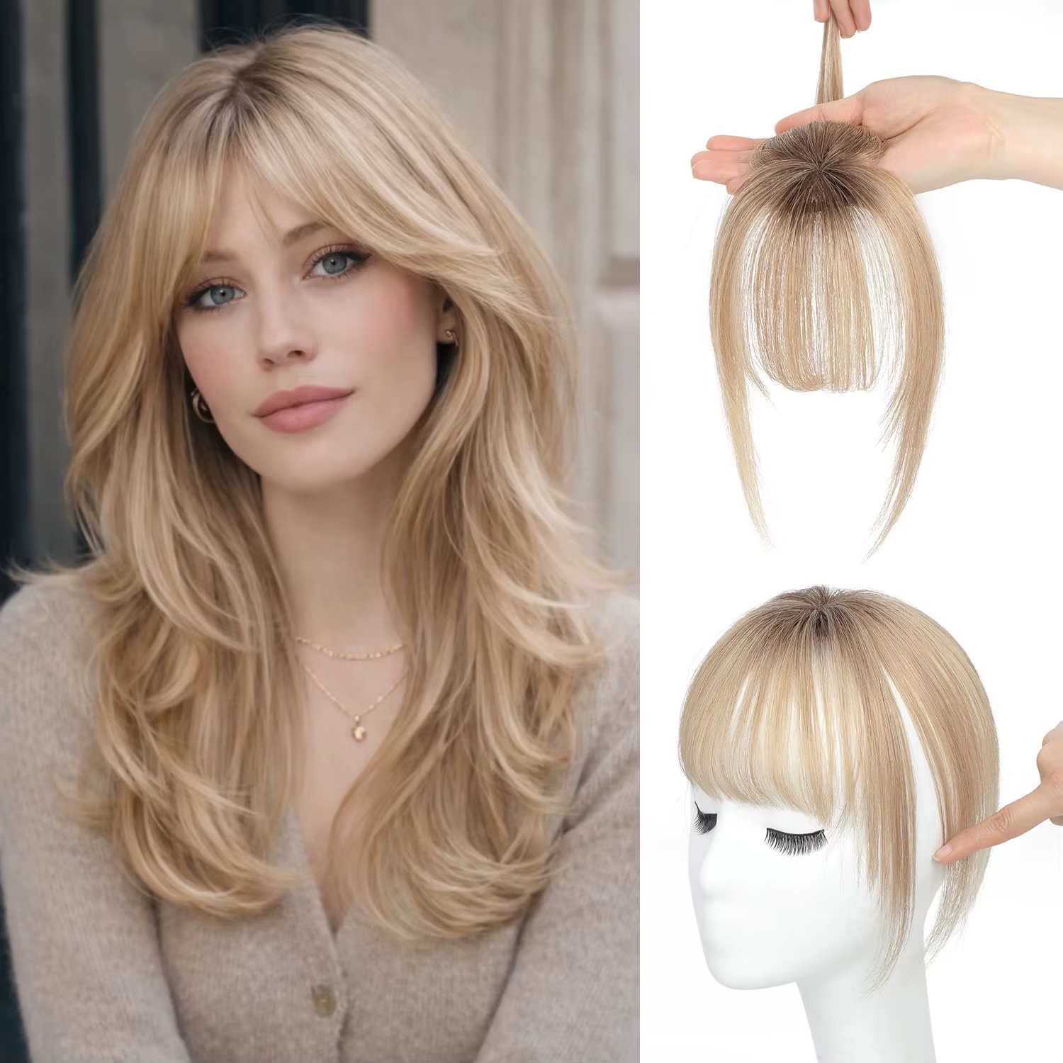 Extensions de cheveux blondes ombrées brun-blond de 10 pouces