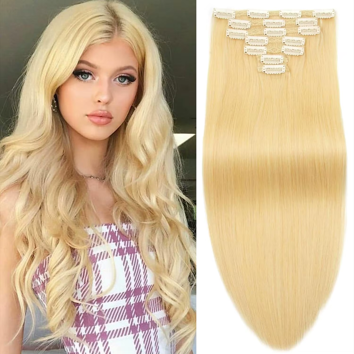 Extensions de cheveux à clips blonds