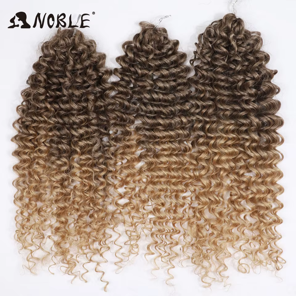 NOBLE Lot de mèches synthétiques ondulées brunes blondes de 24 pouces