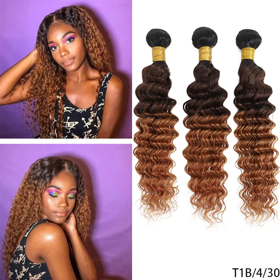 Extensions de cheveux humains brésiliens ombrés Black Pear 1/3/4 pièces