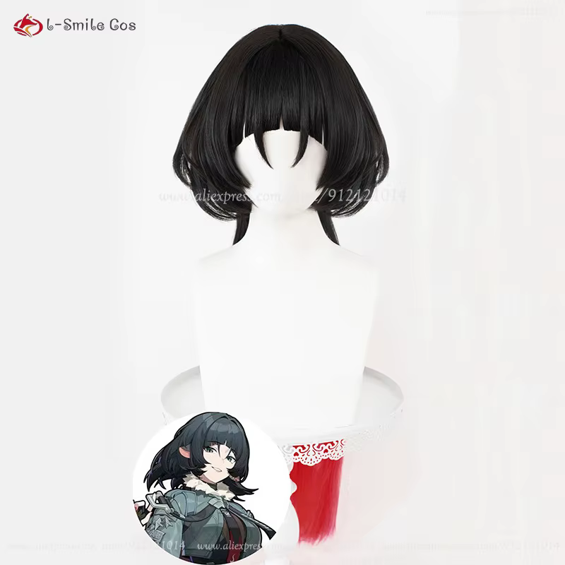 Jane Doe Cosplay perruque 70 cm noir rouge