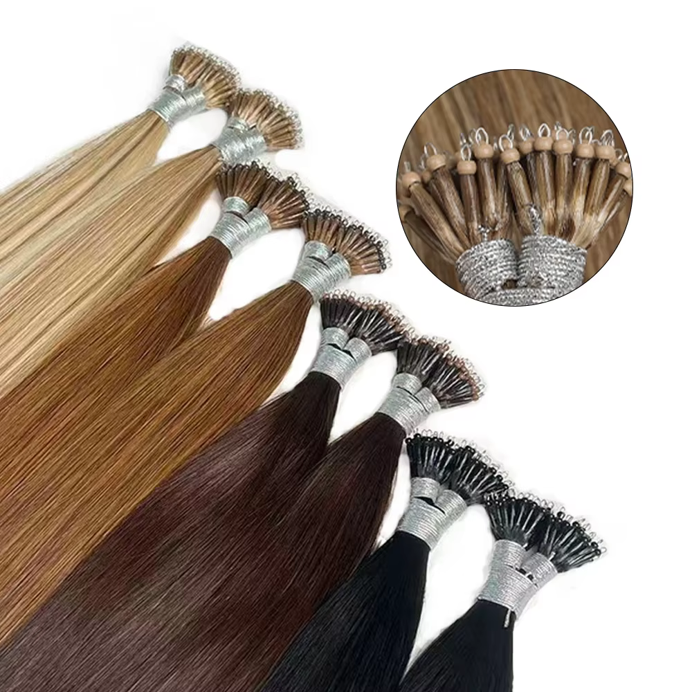Extensions de cheveux Nano Rings à pointe droite, cheveux humains vierges naturels Shadow 100%, lots de cheveux blonds en vrac, micro-perles, kératine en gros