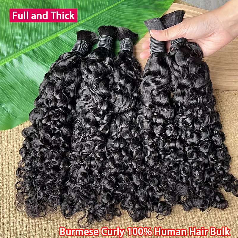 Cheveux humains en vrac bruts pour tresser en gros birmans bouclés Boho tresses Extensions