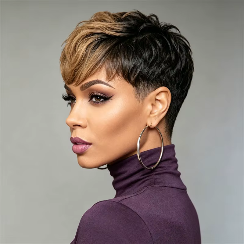 Perruque Pixie Cut en cheveux humains