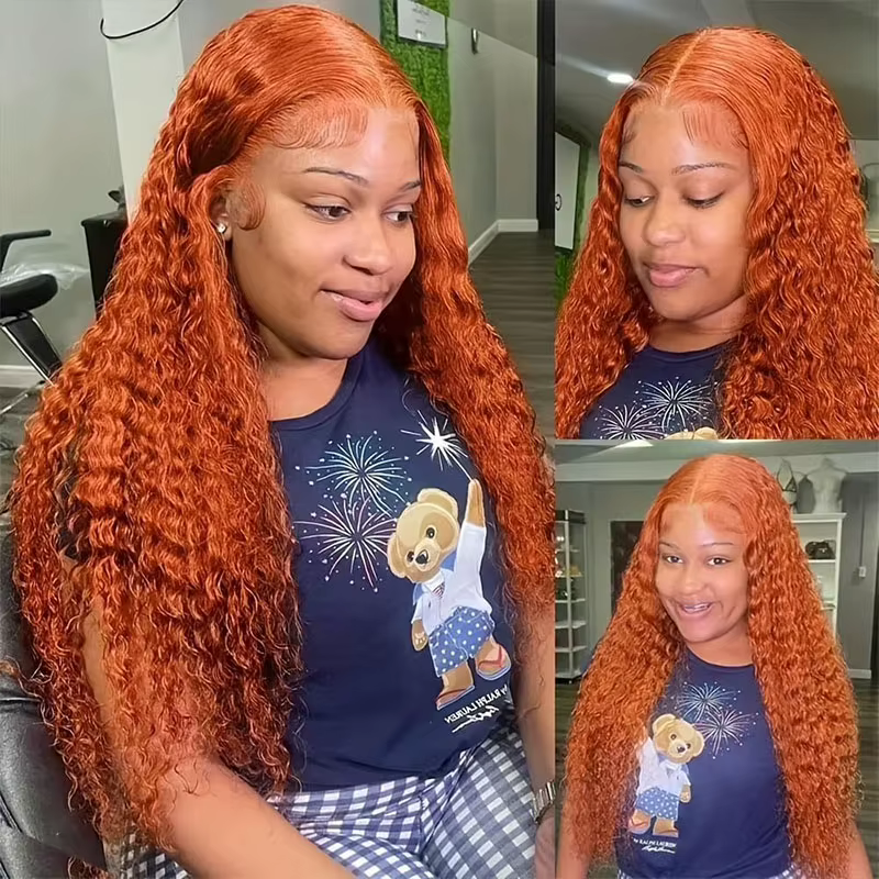Perruque de cheveux humains vague d'eau de gingembre 13x4 perruques avant de dentelle pour les femmes couleur orange