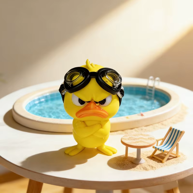 Ornement de canard en colère mignon avec lunettes de protection, décoration pour bureau, étagère, intérieur/extérieur, cadeau parfait pour les amis