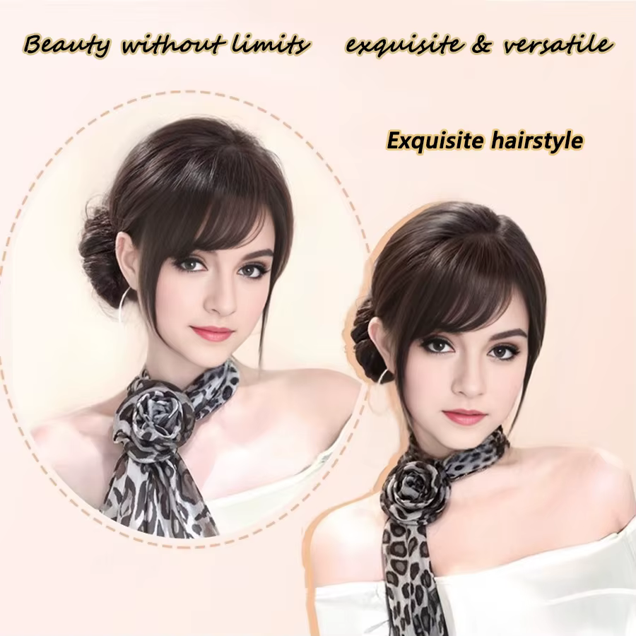 Perruque synthétique avec frange latérale naturelle pour femmes