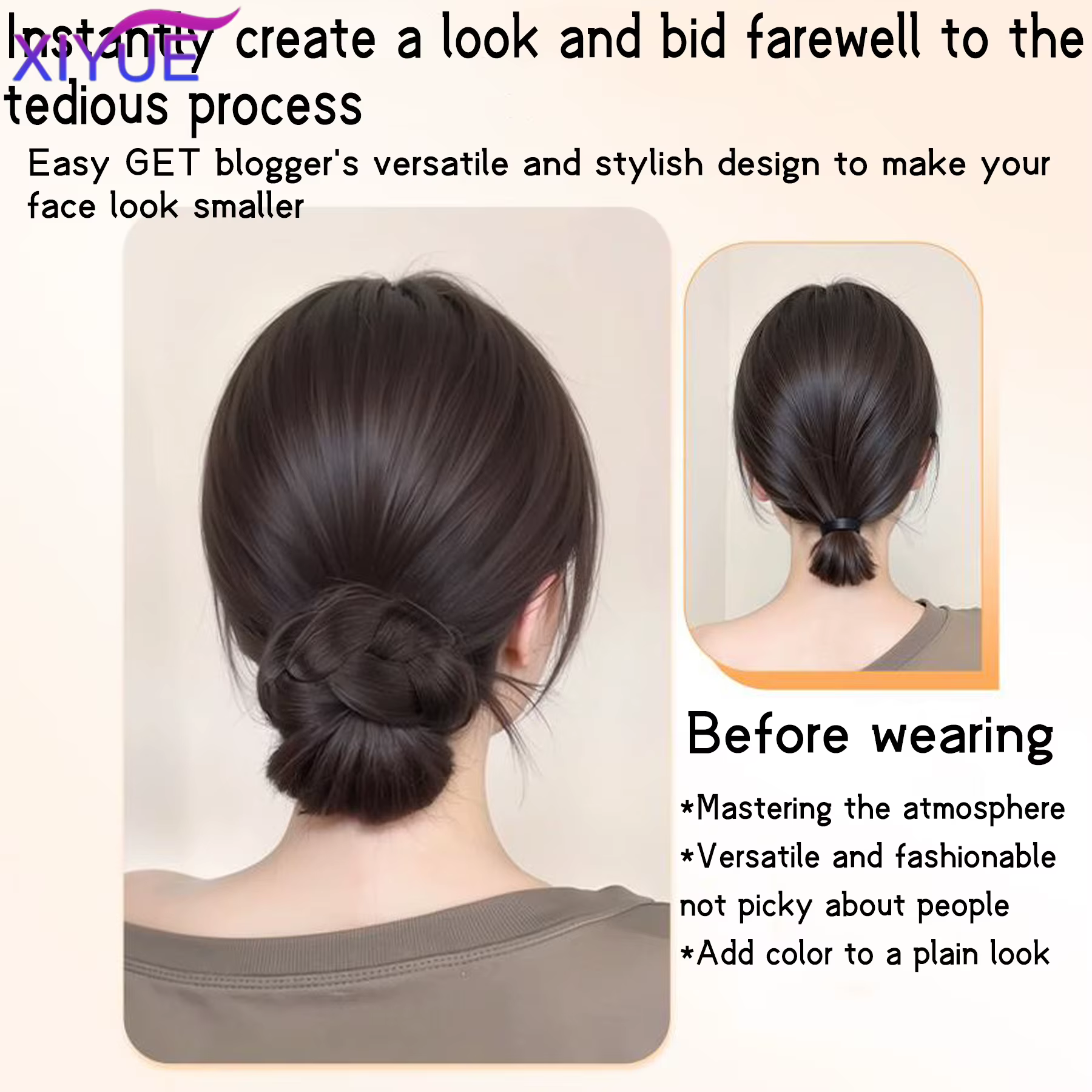 Coiffure synthétique à boucle avec pince à griffes