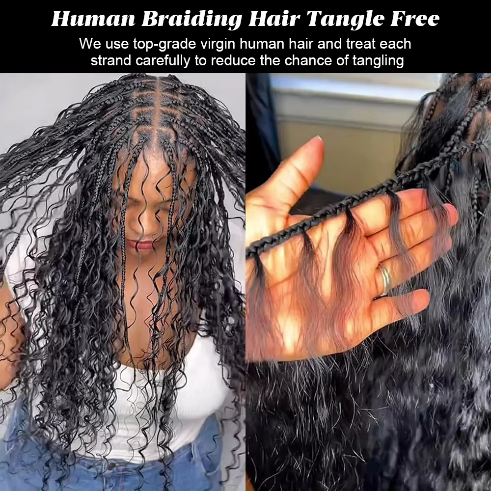 Boho tresses cheveux humains bouclés cheveux paquets en vrac pour tressage vague profonde 2 paquets 100g sans trame cheveux humains paquets Extension de cheveux