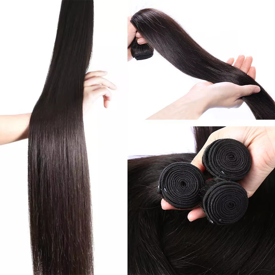 Tissage cheveux humain lot en promo Mèches brésiliennes Remy lisses 100% naturelles 28 30 32 34 36 38 40 pouces Double
