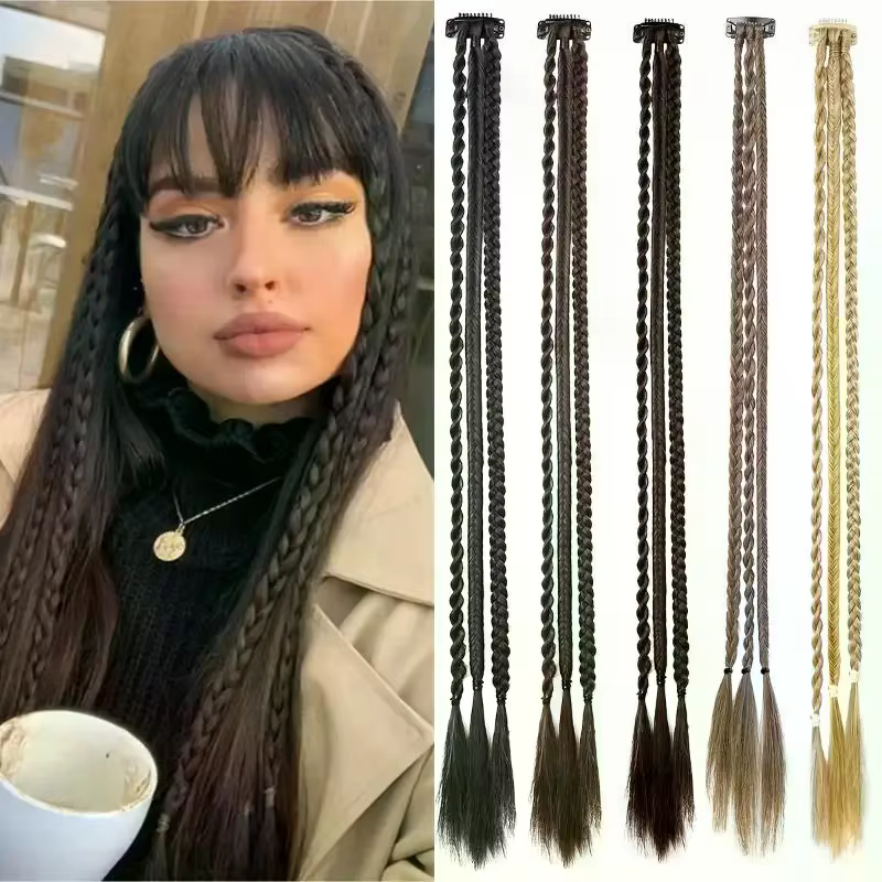 1 Paire de Tresses Synthétiques avec Clip