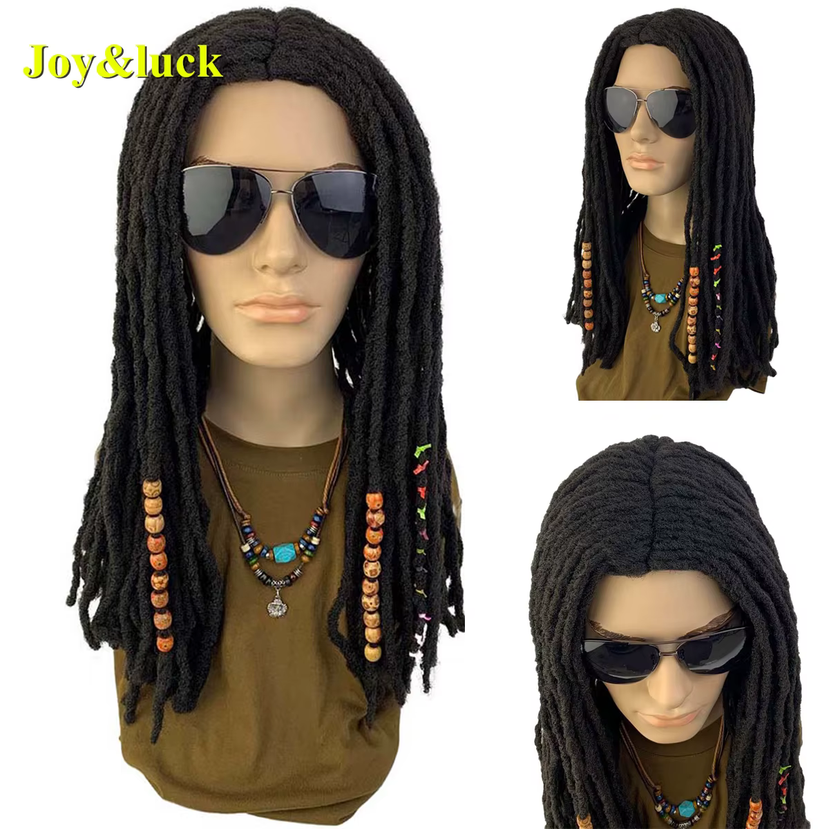 Perruque Dreadlocks synthétique longue noire pour hommes
