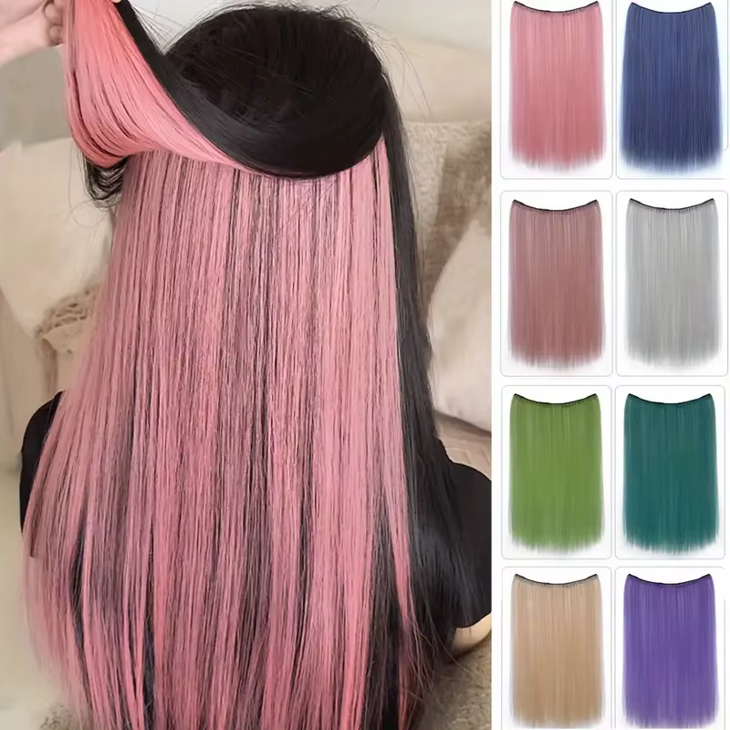 Extensions de cheveux à clipser pour femmes avec reflets de couche intérieure