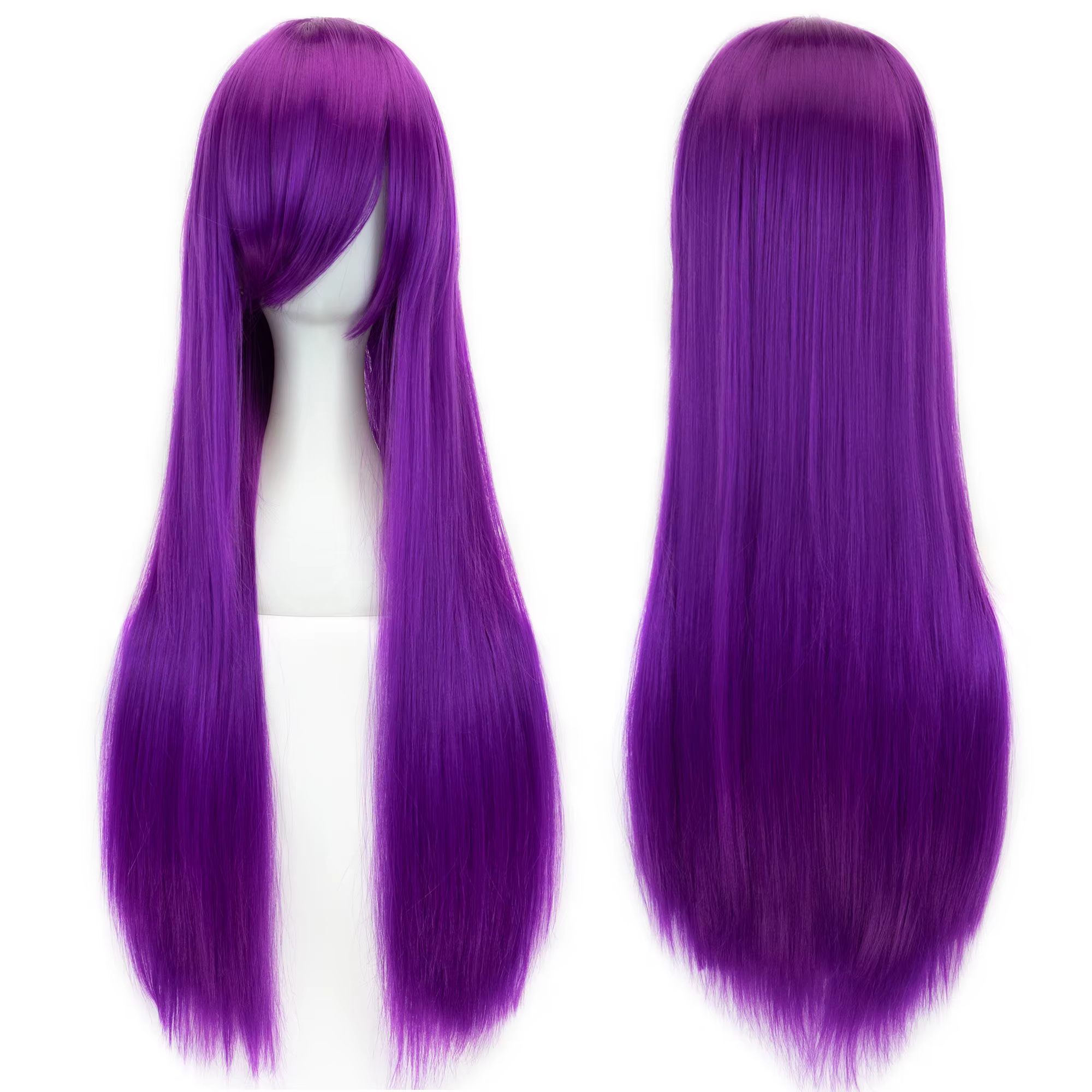 Soowee 80 cm de Long cheveux synthétiques blanc violet Cosplay perruques fête