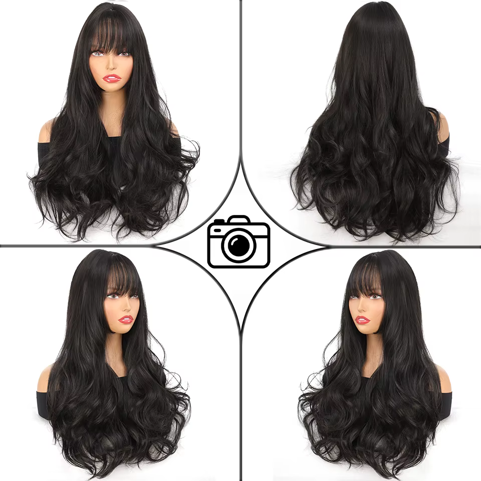 Perruque Anime Noire et Marron pour Femme