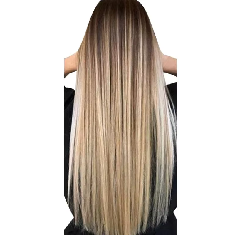  Perruque longue et lisse naturelle pour femmes