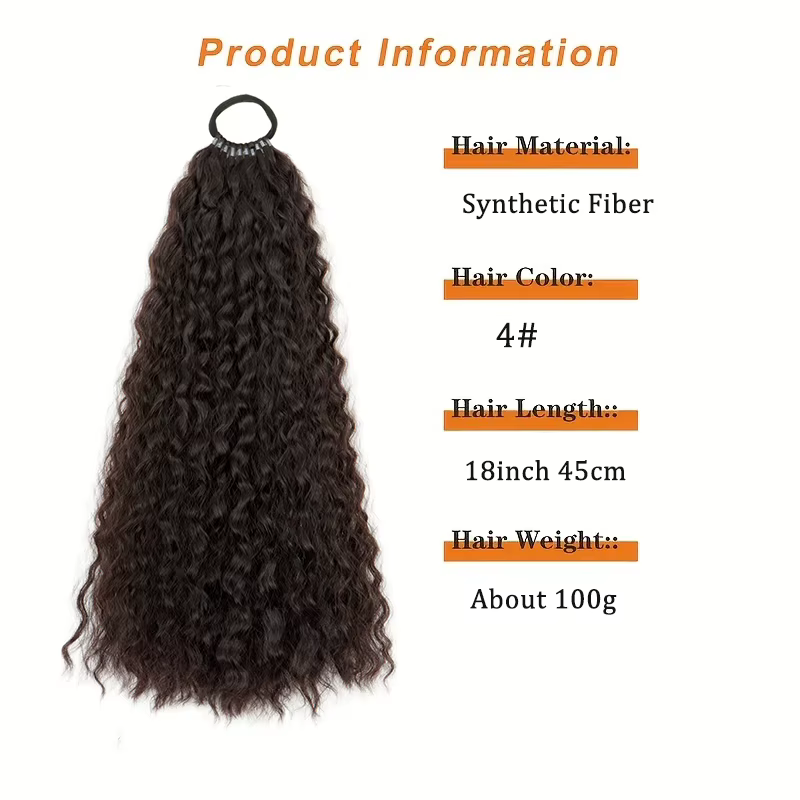 Extension capillaire synthétique longue bouclée de 18 pouces